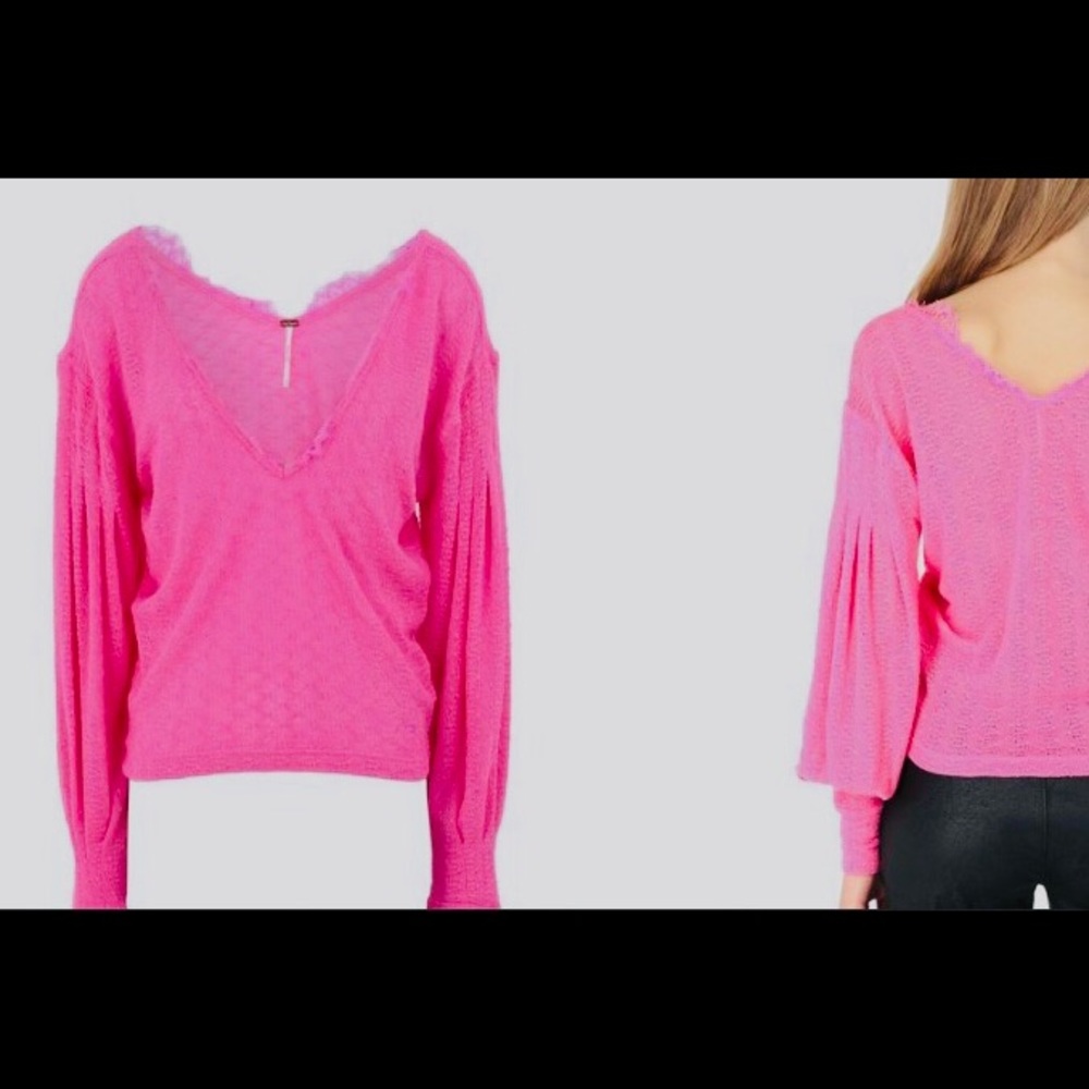 NWT ,FREE PEOPLE “Wild Bloom” PINK,Long sleeve,Med